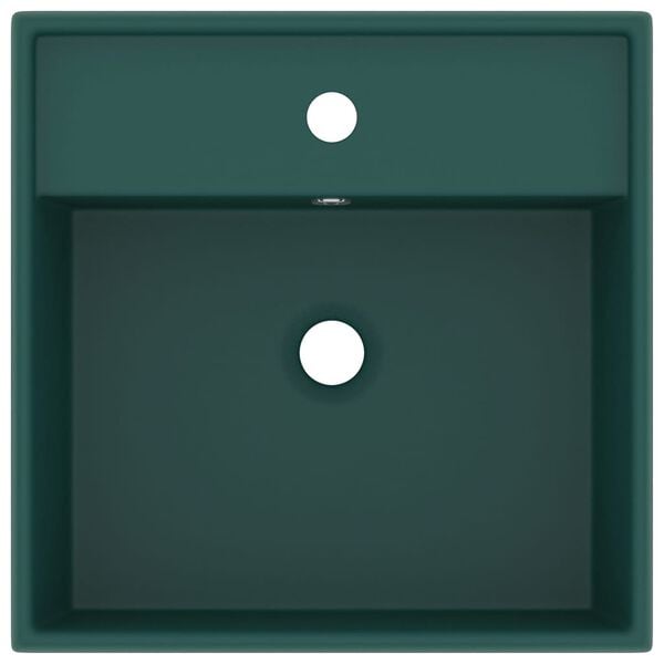 vidaXL Luksuriøs servant overløp firkantet mørkegrønn 41x41cm keramisk