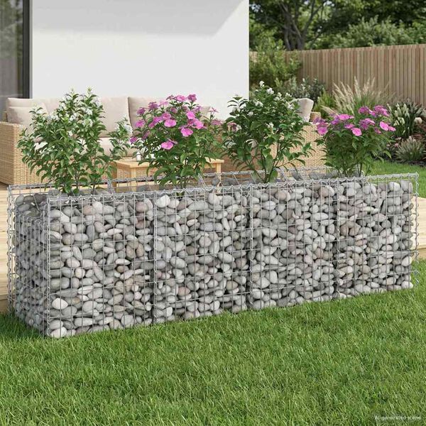 vidaXL Gabion hevet seng s&oslash;lv 200 x 50 x 60 cm Galvanisert St&aring;l