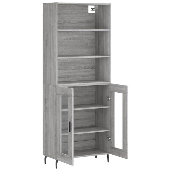 vidaXL Highboard gr&aring; sonoma 69,5x34x180 cm konstruert tre