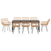 vidaXL Hage Spisegruppe 9 pcs Brun Pulverlakkert st&aring;l