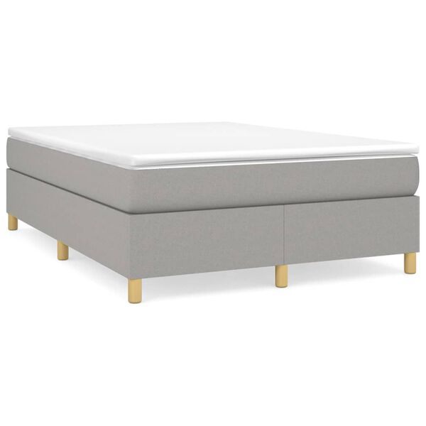 vidaXL Boxspring-sengeramme lysegr&aring; 135x190 cm Double stoff
