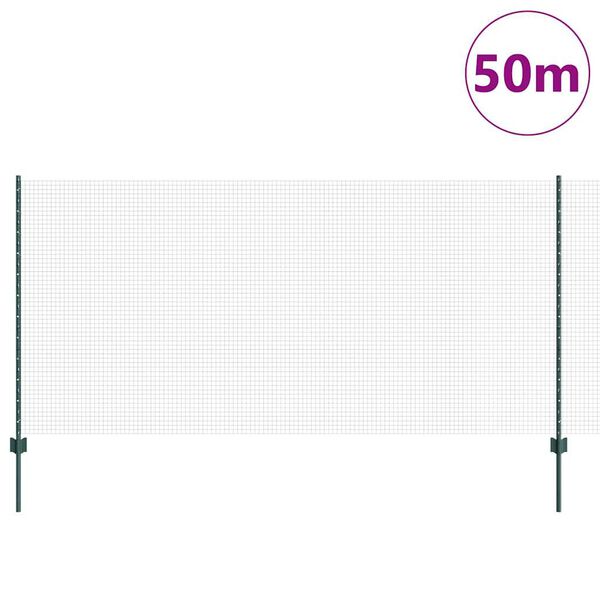 vidaXL Gjerde med stolpe gr&oslash;nn 1,2 x 50 m St&aring;l og PVC