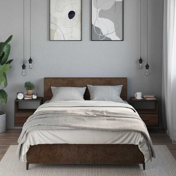 vidaXL Veggmonterte nattbord 2 stk brun eik 40x31x39,5 cm
