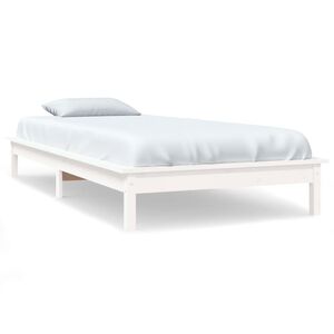 vidaXL Sengeramme hvit 90x200 cm heltre furu