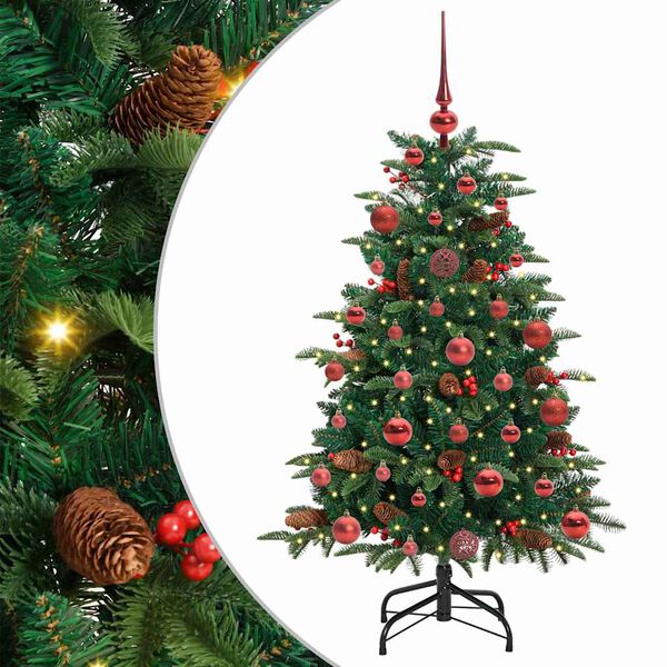 vidaXL Kunstig juletre med 150 LED grønn 120 cm PVC og Metall og Plast
