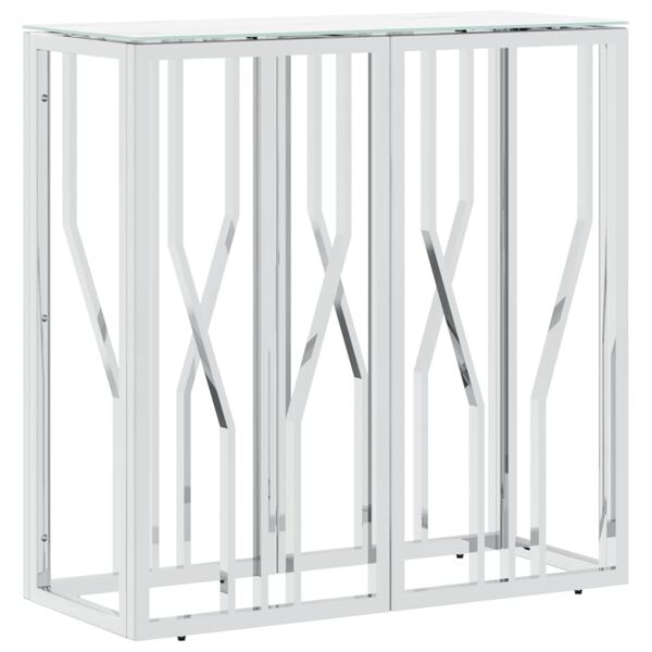 vidaXL Konsollbord s&oslash;lv 70x30x70 cm rustfritt st&aring;l og glass