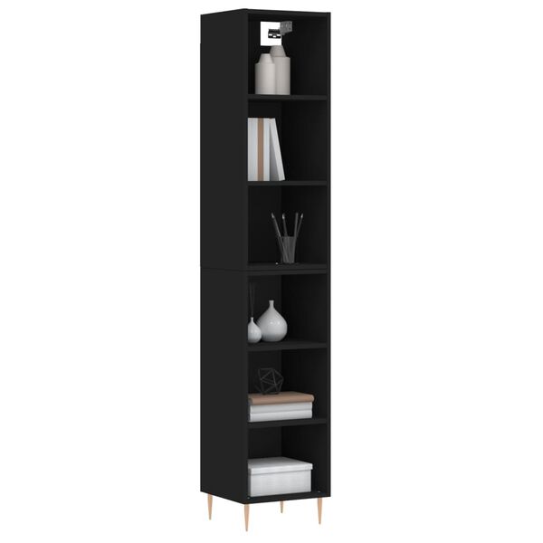 vidaXL Highboard svart 34,5x32,5x180 cm konstruert tre