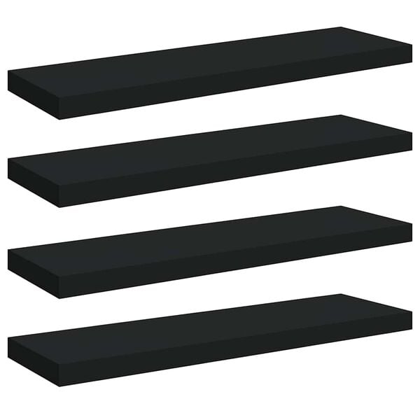 vidaXL Flytende vegghyller 4 stk svart 80x23,5x3,8 cm MDF