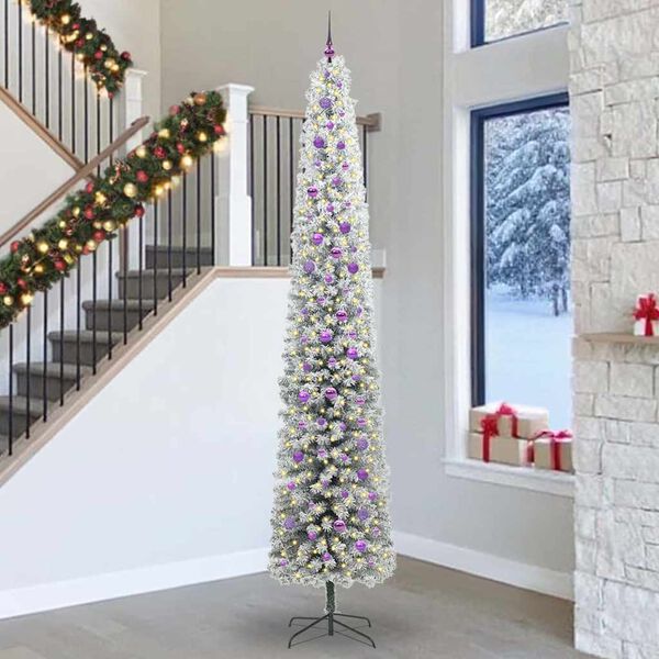 vidaXL Kunstig juletre med 300 LED grønn 300 cm PVC og stål og plast