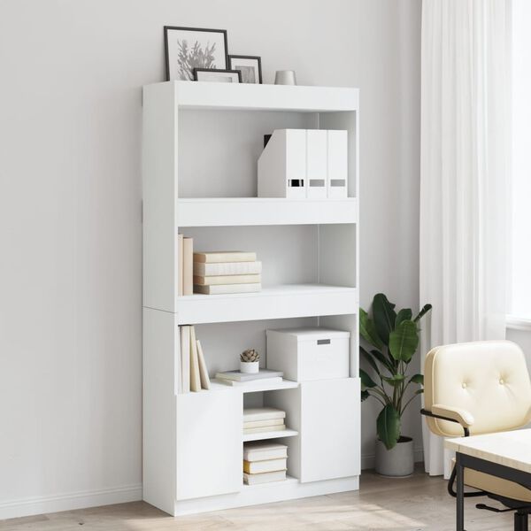 vidaXL Highboard hvit 92x33x180 cm konstruert tre