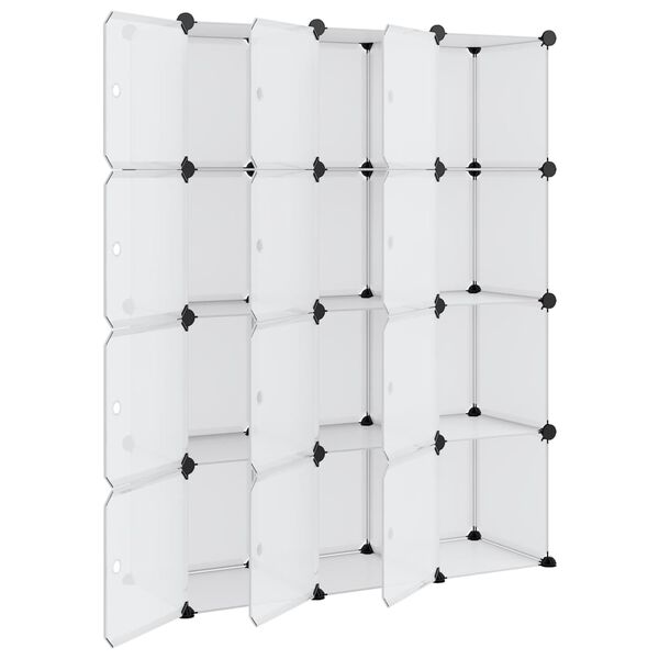 vidaXL Oppbevaringsboks med 12 kuber og d&oslash;rer gjennomsiktig PP