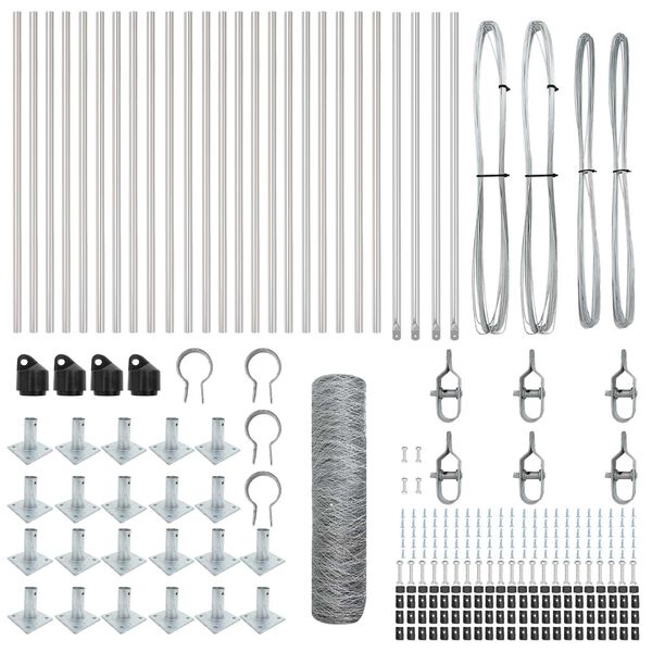 vidaXL Gjerdep&aring;le s&oslash;lv 50 x 0,6 m (50 mm nett) St&aring;l