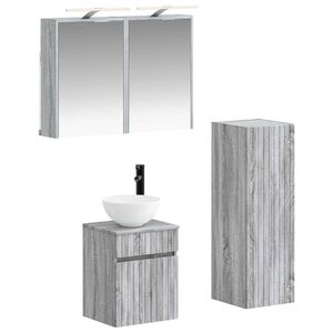 vidaXL Baderomsinnredningssett 4 pcs Gr&aring; Sonoma