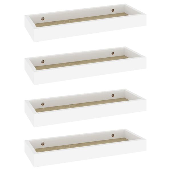 vidaXL Loggia-vegghyller 4 stk eik og hvit 40x15x4 cm MDF