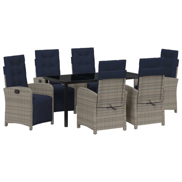 vidaXL Hage Spisegruppe med pute 7 pcs Gr&aring; polyrotting