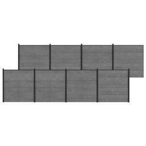 vidaXL Gjerdesett 1391 x 186 cm WPC og Aluminium Gr&aring;