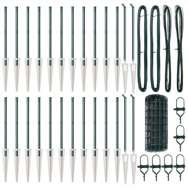 vidaXL Gjerde med stolpe gr&oslash;nn 0,4 x 50 m St&aring;l og PVC