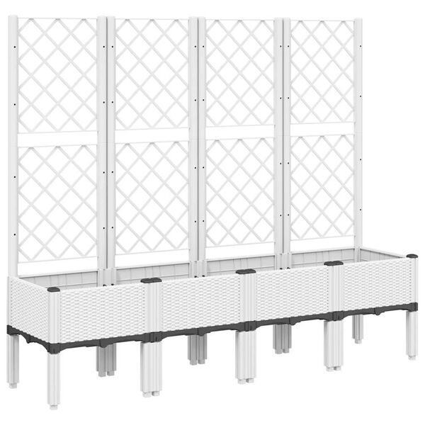 vidaXL Plantekasse med espalier hvit 160x40x142 cm PP