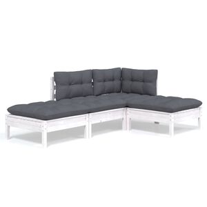 vidaXL Hagesofagruppe med puter 4 deler heltre furu