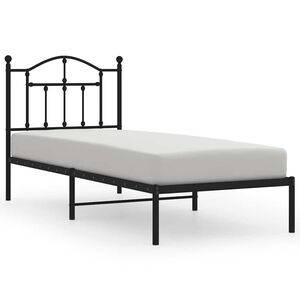 vidaXL Sengeramme i metall med hode- og fotgavl hvit 75x190 cm