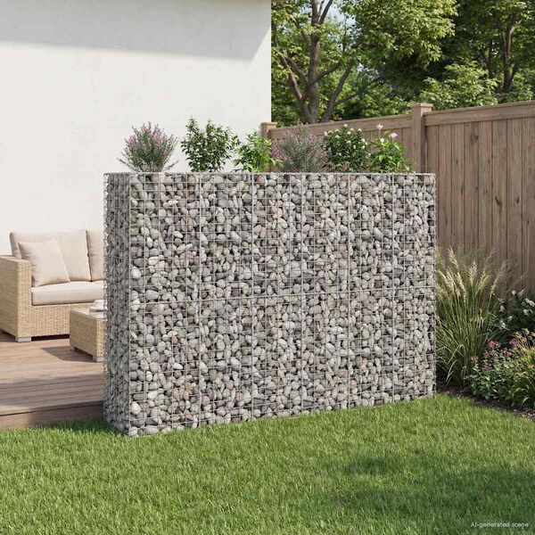 vidaXL Gabion hevet seng 3 pcs s&oslash;lv 250 x 50 x 150 cm Galvanisert St&aring;l