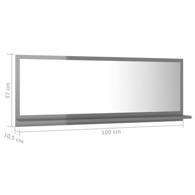 vidaXL Baderomsspeil høyglans grå 100x10,5x37 cm sponplate