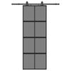 vidaXL Skyved&oslash;r med monteringssett svart 76x205 cm herdet glass