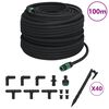 vidaXL Dryppslange svart 0,6" 100 m gummi