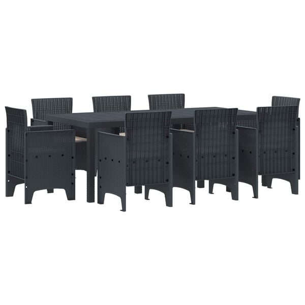 vidaXL Hage Spisegruppe 9 pcs Antrasitt Polt rattan
