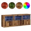 vidaXL LED sideboard Gamle tre 181 x 37 x 67 cm Konstruert tre