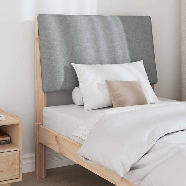 vidaXL Polstret sengegavl Lysegrå 80 cm Massiv furu
