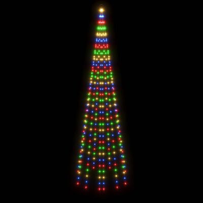 vidaXL Juletre på flaggstang 310 LED fargerik 300 cm