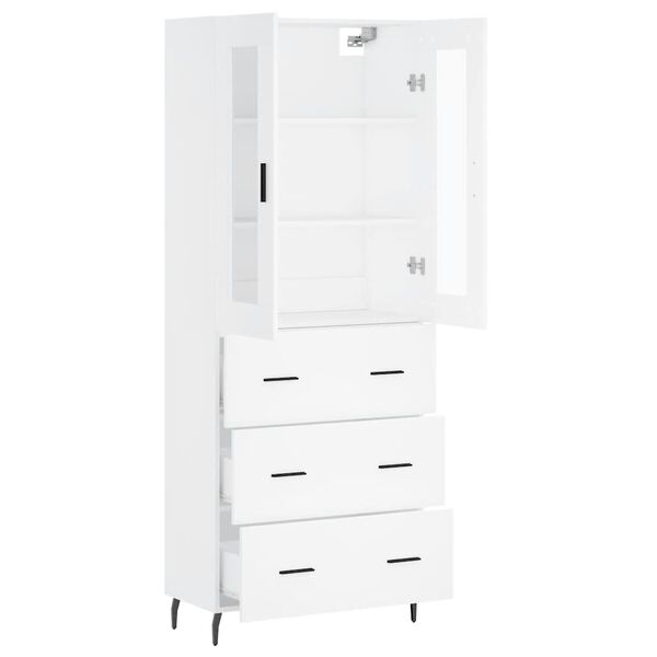 vidaXL Highboard hvit 69,5x34x180 cm konstruert tre