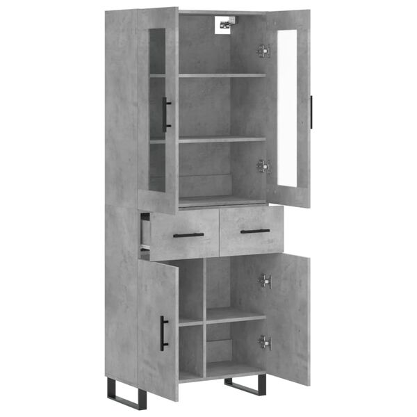 vidaXL Highboard betonggr&aring; 69,5x34x180 cm konstruert tre