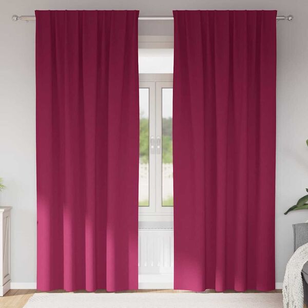 vidaXL M&oslash;rkleggende Gardiner med Ringer 2 pcs Vinr&oslash;d 225 x 140 cm