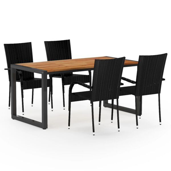 vidaXL Utend&oslash;rs spisestue 5 deler svart