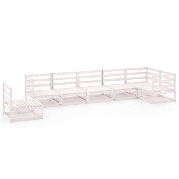 vidaXL Hagesofagruppe 7 deler hvit heltre furu