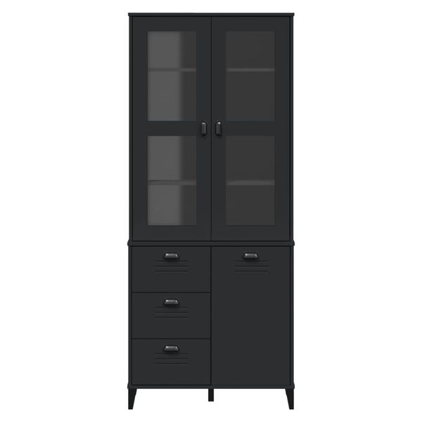 vidaXL Highboard VIKEN svart 80x40x190 cm heltre furu
