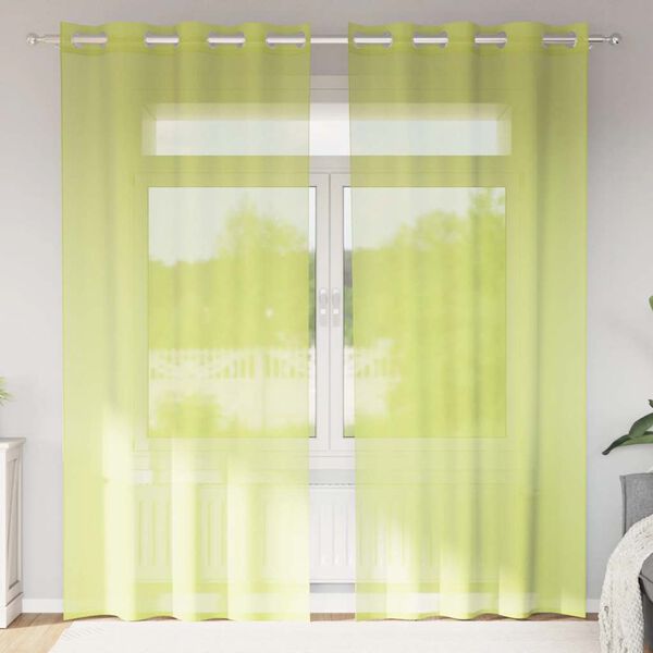 vidaXL Voilegardiner med grommets 2 stk eplegr&oslash;nn 140x225 cm