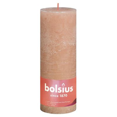 Bolsius Rustikke søylelys Shine 4 stk 190x68 mm tåkete rosa