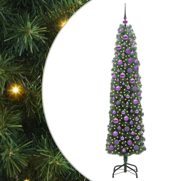 vidaXL Kunstig juletre med 300 LED grønn 180 cm PVC og stål og plast