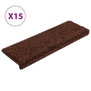 vidaXL Trappematter 15 stk 65x21x4 cm brun rektangul&aelig;r kant