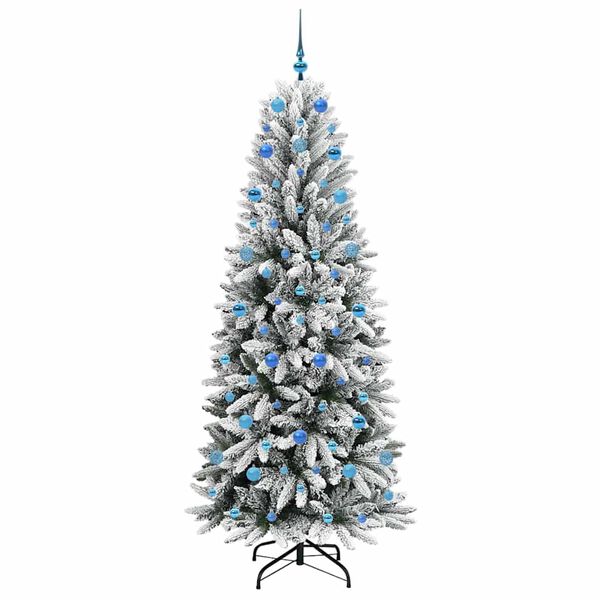 vidaXL Kunstig juletre med 300 LED Hvit 210 cm PVC, plast, st&aring;l og PE