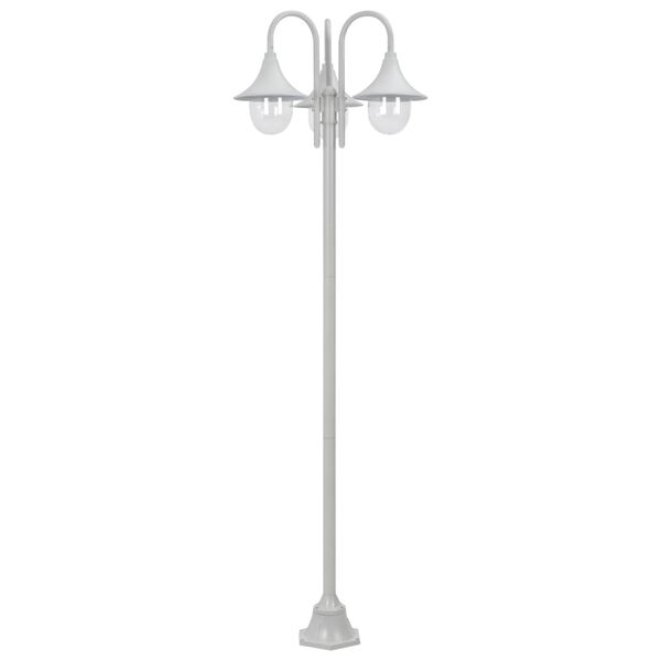 vidaXL Hagelyktestolpe E27 220 cm aluminium 3 lamper hvit