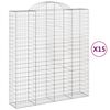 vidaXL Gabionkurver buede 15 stk 200x50x220/240 cm galvanisert jern