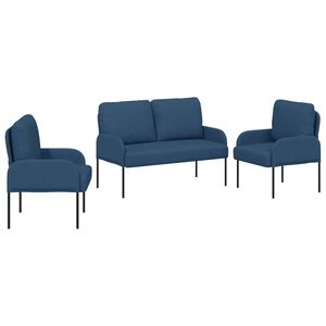 vidaXL Sofasett med pute 3 pcs Bl&aring; 115 x 56 x 80 cm Kryssfin&eacute;r