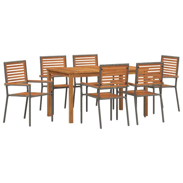 vidaXL Hage Spisegruppe 7 pcs Grå Poly rattan