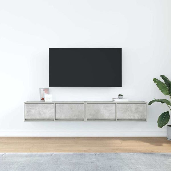 vidaXL TV-benker 2 stk betonggr&aring; 80x31x25,5 cm konstruert tre