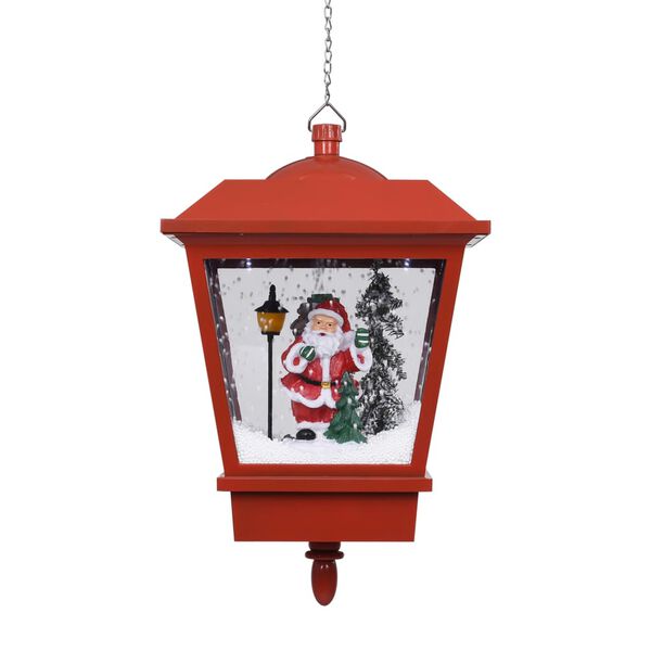 vidaXL Hengende julelampe med LED-lys og julenisse rød 27x27x45 cm