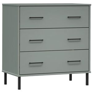 vidaXL Skjenk med 3 skuffer gr&aring; 77x40x79,5 cm heltre OSLO